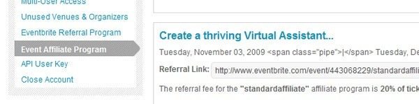 Event affiliate program Event affiliate program