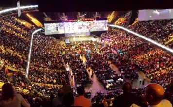 Event at a stadium filled with people