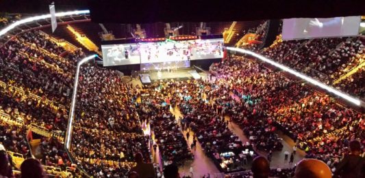 Event at a stadium filled with people