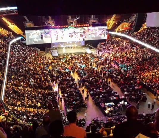 Event at a stadium filled with people